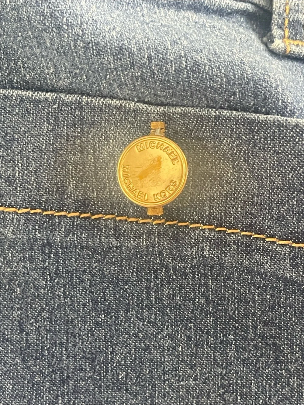 Michael Kors Dark Blue Flare Jeans with Gold Buttons